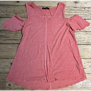 Sanctury Womens Sizw M Coral Off Open Shoulder Short Sleeve Blouse NWOT